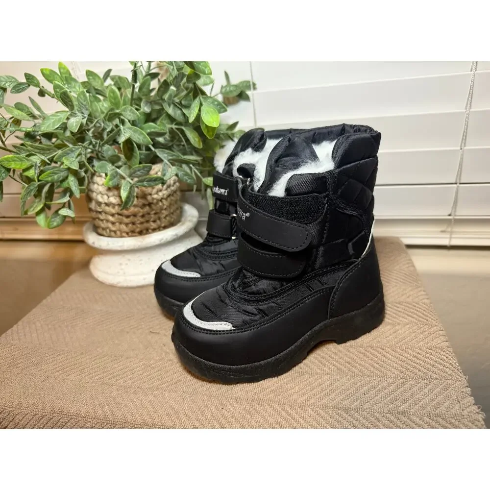 Toddler Snow Winter Boots Black Waterproof Size UK 27 US 9/9.5